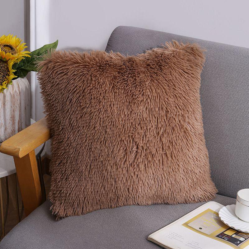 Cushion Fluffy Square Plush Pillow Covers Shaggy Scatter Sofa Pillowcase Decor