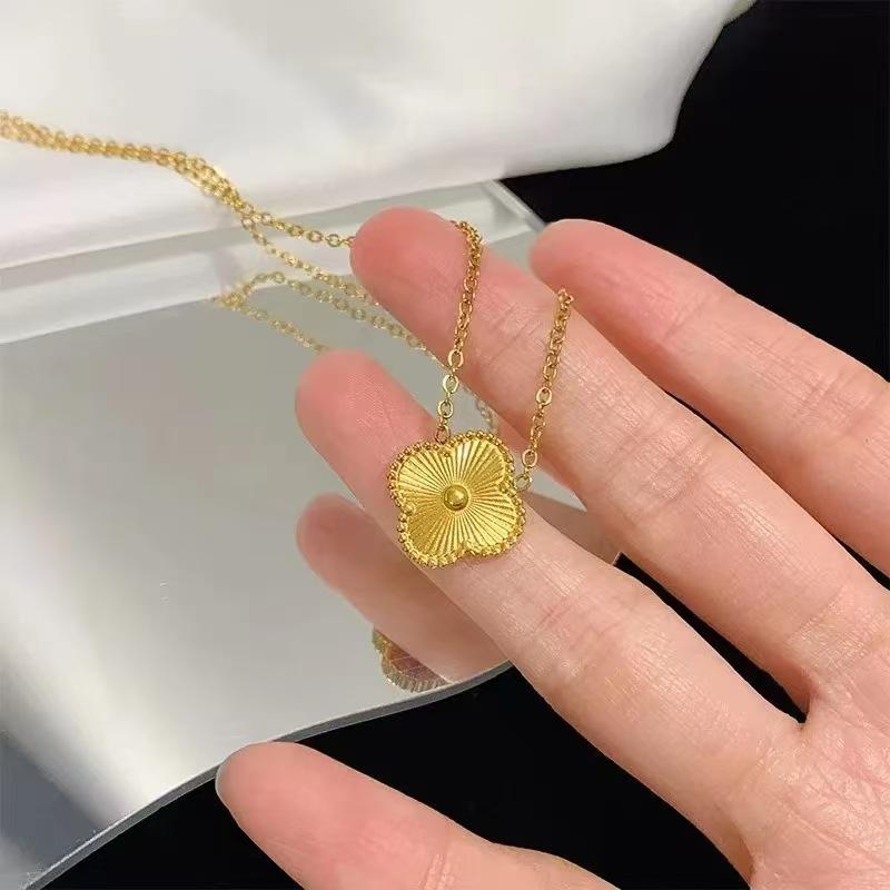 Luxury Four-Leaf Clover Necklace - Trendy Clavicle Chain for Women