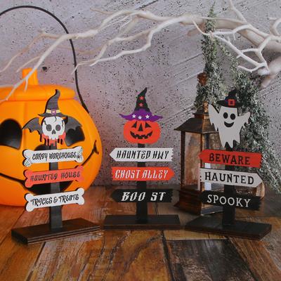 Cute Wooden Halloween Decorations Props Ghost Festival Parties Fun Directional Signs Tabletop Atmosphere Decorations