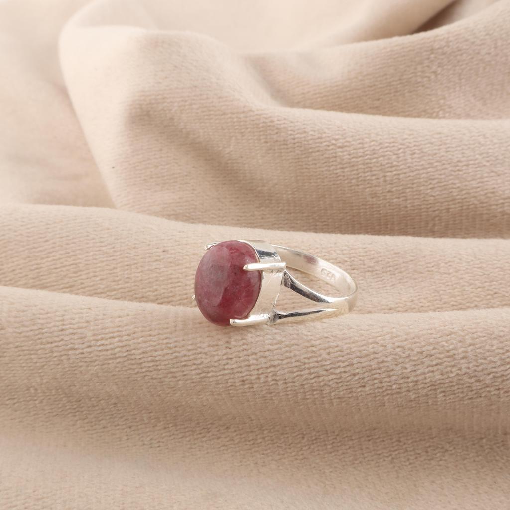 Black Rhodonite Gemstone 925 Sterling Silver Handcrafted Prong Set Ring Gift For Love RR-75-28