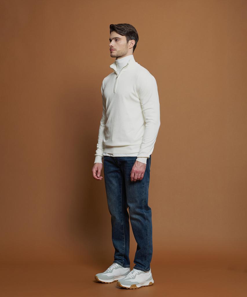 PANICALE White Soft Half-Zip Knit