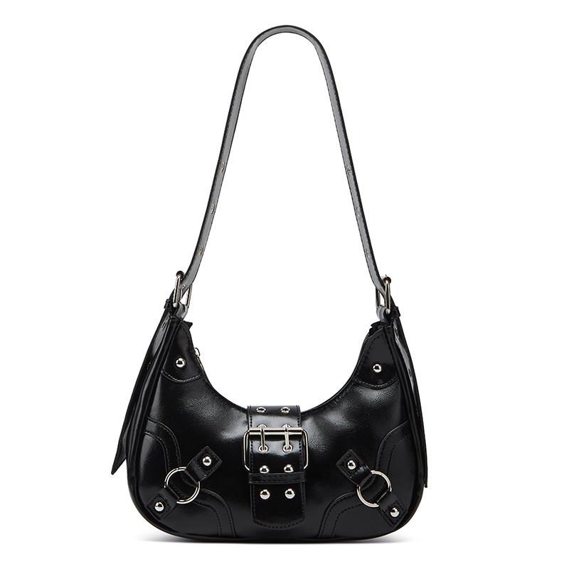 IELGY Fashion Commuter All-Match One-Shoulder Underarm Rivet Crescent Bag