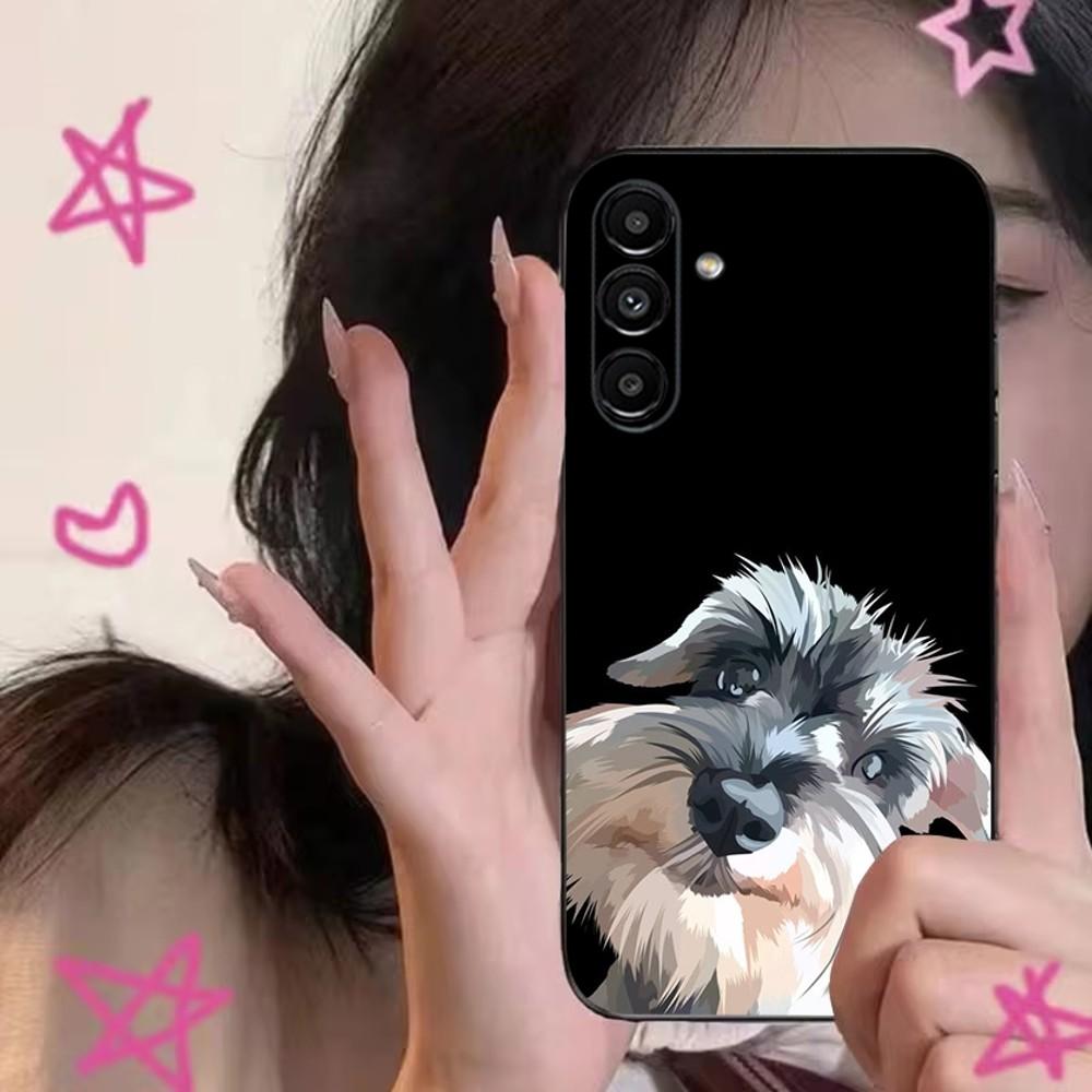 Cartoon Schnauzer Dog Cute Phone Case For Samsung S24,S21,S22,S23,S30,Ultra,S20,Plus,Fe,Lite,Note,10,9,5G Black Soft Cover