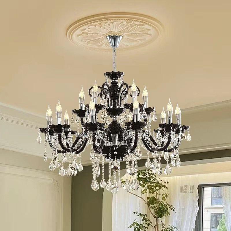 French Crystal Candle Chandelier for Living Room or Bedroom