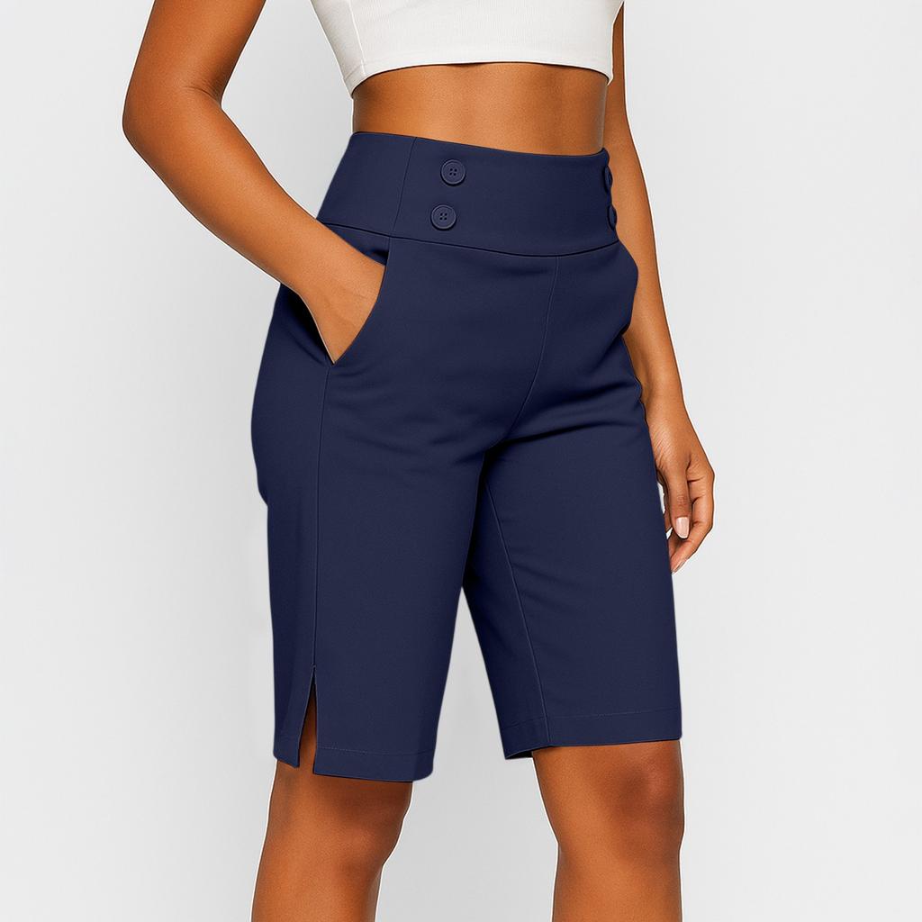 Women's Cropped Pants, Stretch Knee Length Training Yoga Pants, Casual Stretch Waist With Pockets, Jogging Pants