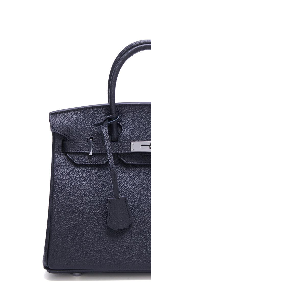 Silberschnalle Togo Kleines Muster, Echtes Leder Außenhandel Neu Erste Schicht Rindsleder Hochwertige Große Handtasche Damen Große Tasche 25cm schwarz