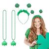 Green Clovers Headbands and Necklaces Set Soft Comfortable Lovely Hair Hoop for Adults and Kids