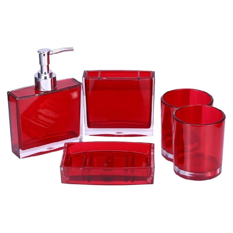 Complete 5 Piece Bathroom Organizers Set Acrylic Toothbrush Holders Soap Dispenser Tumblers Cup Vanitys Countertop Accessories