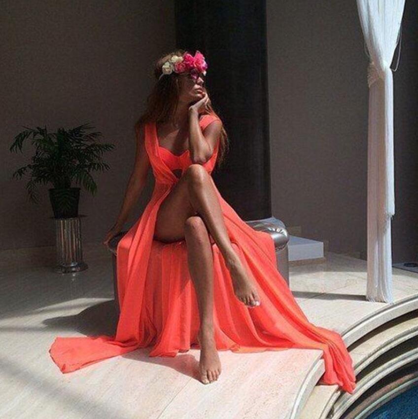 Ladies Summer Sleeveless Bandage Solid Floor Length Big Swing Cardigan Beach Sun Protection Shirt