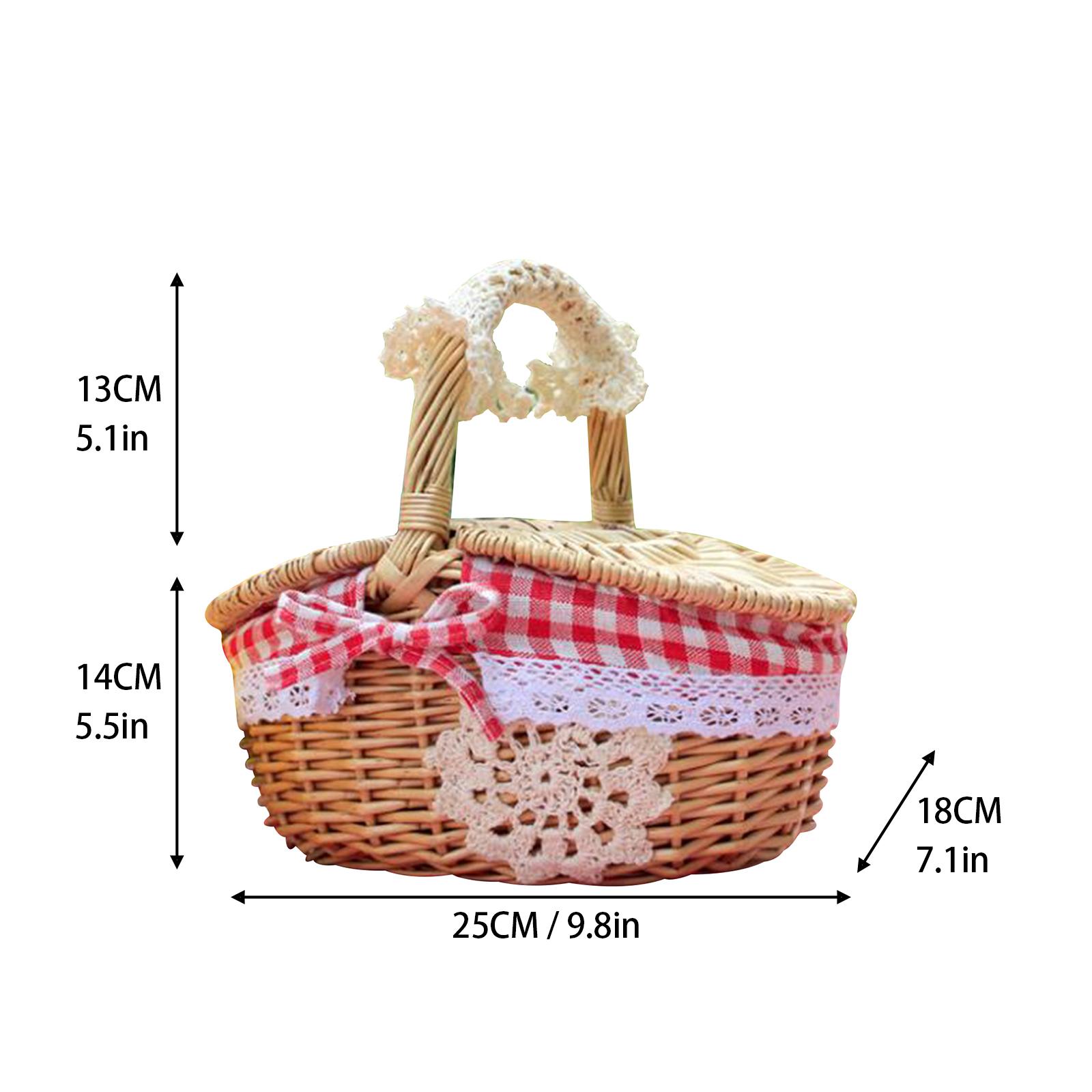 

Rattan Food Basket Blue Humanized Cover Design Strong Durable Picnic Storage Basket Type 3