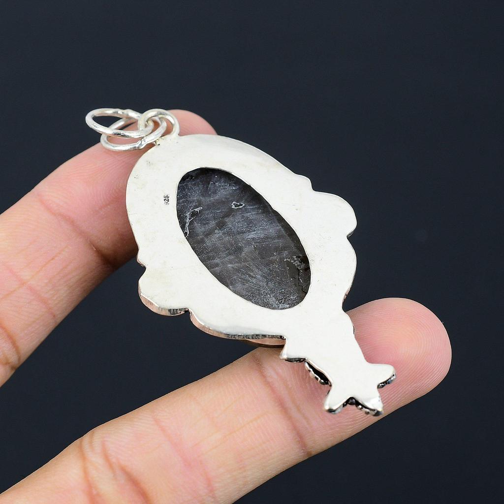 Sisters Day Sale 925 Sterling Silver Natural Fume Agate Flower Pendant Jewelry