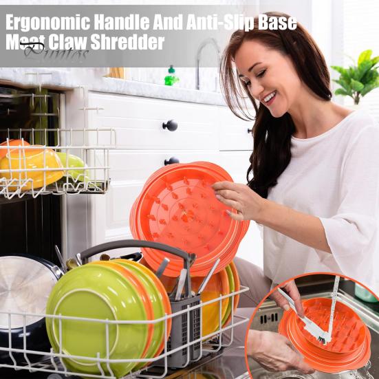 Chicken Shredder Large Chicken Breast Shredder Tool with Brush Set Ergonomic Handle BPA Free Dishwasher Safe Chicken Pork Chopper