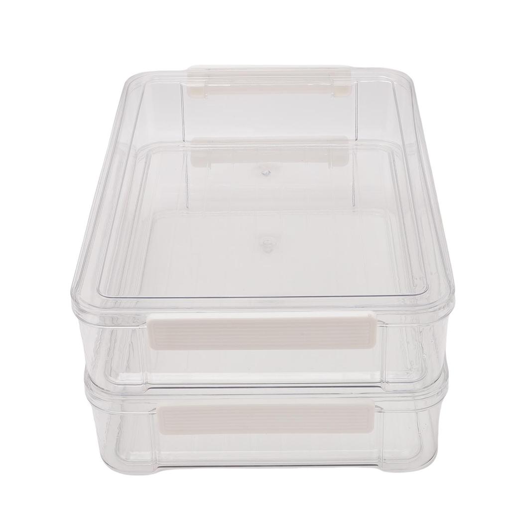 2PCS File Storage Box with Lid Clear PET Stackable for Paper Photos Documents Scrapbook Crafts and School Supplies