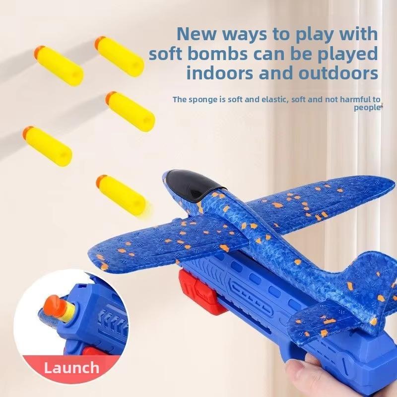 Internet celebrity explosion ejection foam plane handheld launch gunner throwing children flying outdoor sports toys