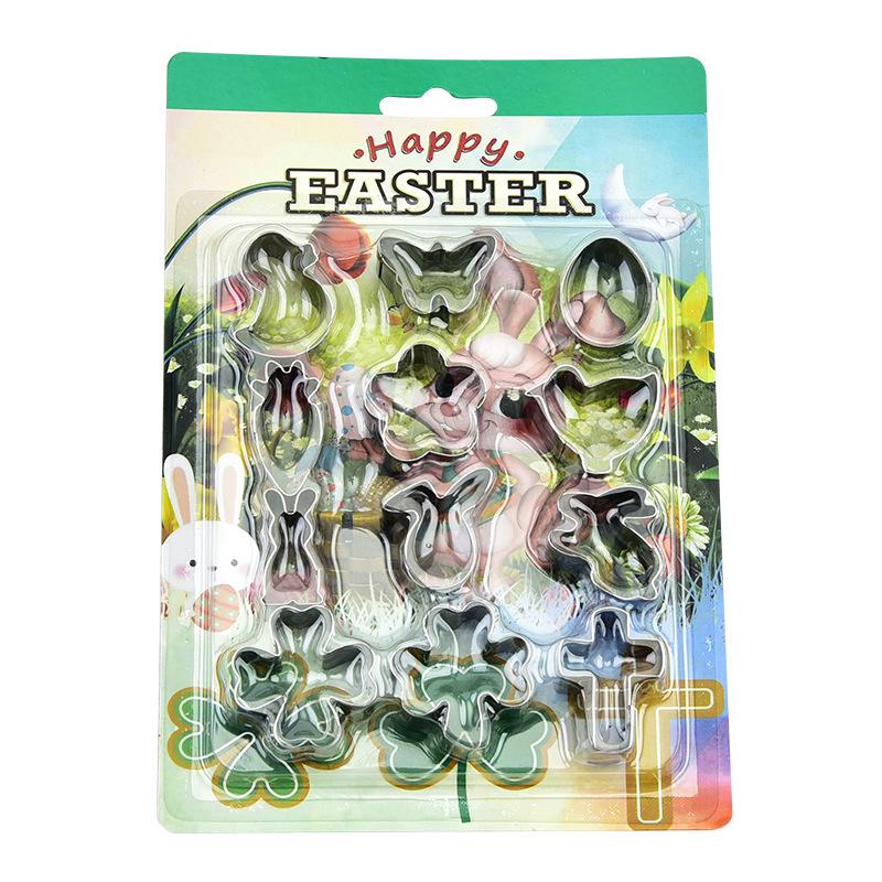 Stainless Steel Easter Cookie Cutters Set - Rabbit, Egg, Shamrock Shapes