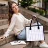 Lilac Gingham Tote Bag Casual Daily Handbag Lightweight Shopping Shoulder Purse for Women