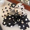 1pc French Black and White Polka Dot Bow Shark Sweet and Cute Clip Three-dimensional Fabric Grab Clip High-end Feel  Head Clip