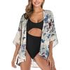 Women Chiffon Floral Print Kimono Loose Half Sleeve Shawl Cardigan Cover Up Tops