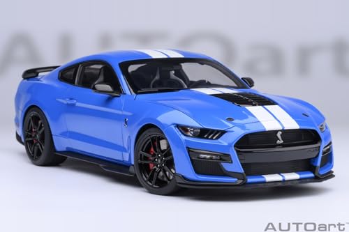 AUTOart 1/18 Scale Ford Mustang Shelby GT500 (Blue/White Stripes) Finished Product 73094