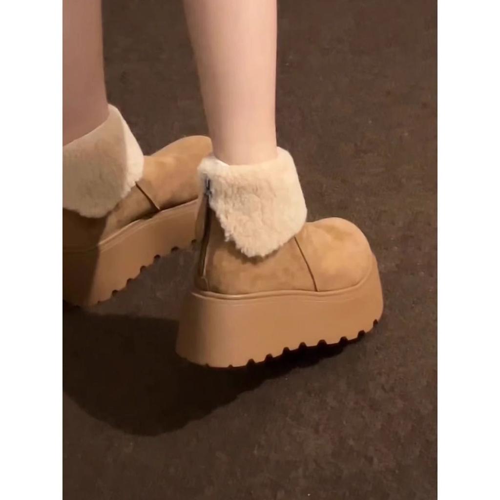 Women's thick-soled velvet thermal casual cotton boots winter and winter new trendy retro versatile small snow boots
