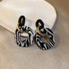 JWER Big Black White Earrings Female Acetate Plate Animal Zebra Pattern Exaggerated Geometric Earrings Jewelry Accessories