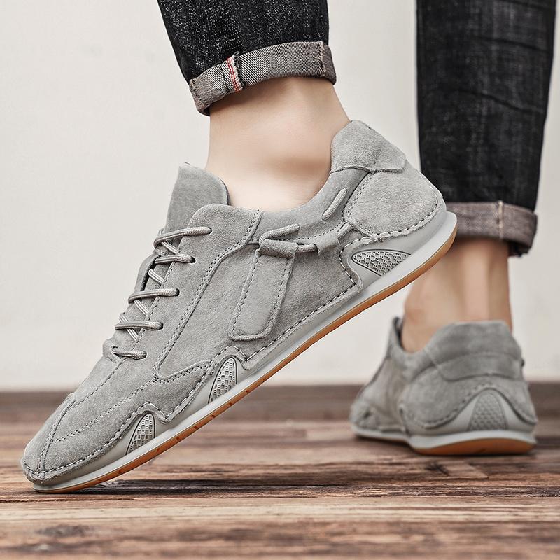 Handmade Genuine Leather Mens Shoes Design Sneakers Man Comfortable Men Casual Suede Shoes Outdoor Hot Sale Moccasins Shoes