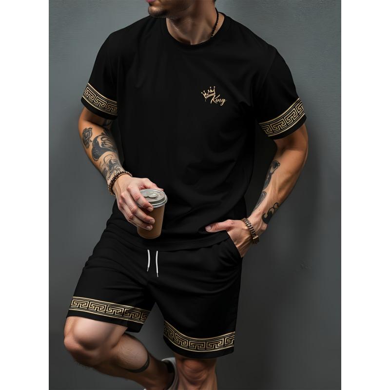 Men's Crew Neck Short Sleeve and Shorts Sport Set