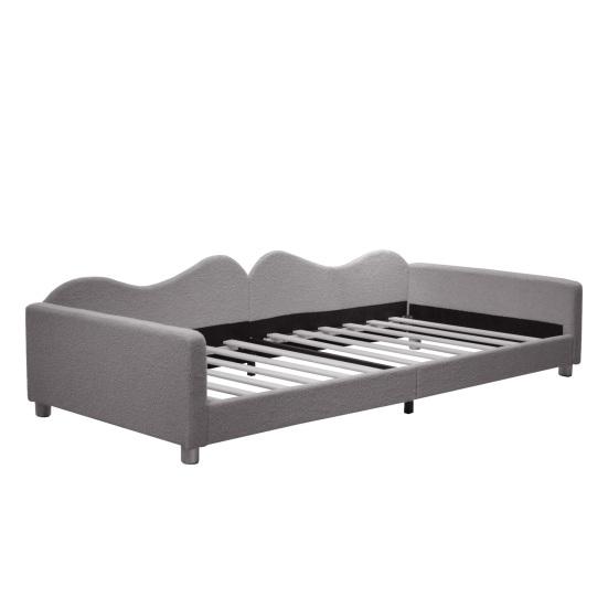 Children Bed Upholstered Bed 90x200cm, Frame Fabric Multifunctional Soft Bed with Backrest and Armrest, Sofa Bed Bed, Youth Bed Guest Bed Gray