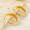 Hexagonal Diamond-Set Gold-Plated Titanium Steel Earrings: European & American Style for Women