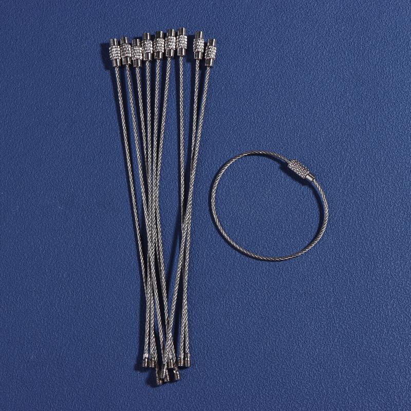 10/20/30Pcs Wire Rope Carabiner Camping Hiking Gadgets Multi Stainless Steel Keychain Kit Outdoor Travel Backpack Carabiner Clip