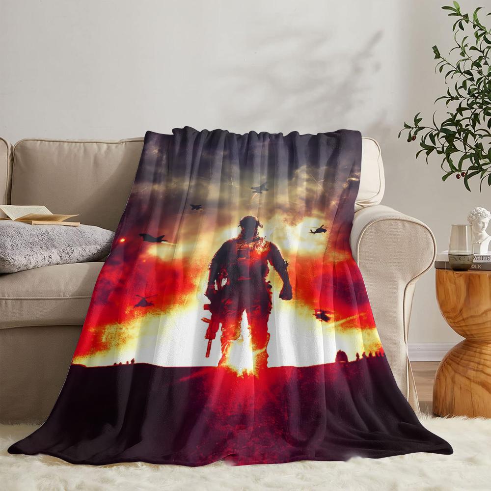 B-battlefield 6 Weiche Flanelldecke Sommerdecke Leichte Gemütliche Nickerchen-Decke für Sofa Bett Reise