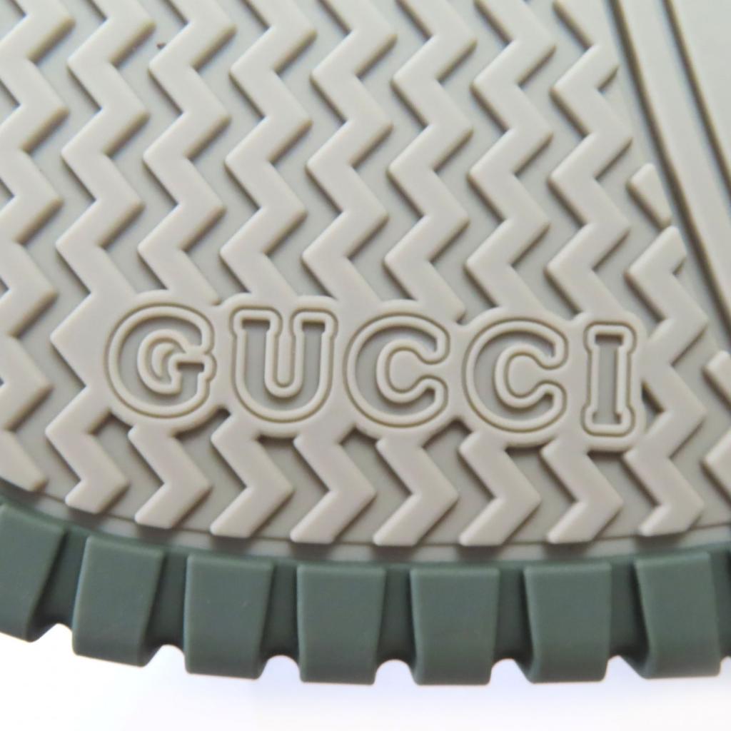 Makellose GUCCI Sneaker Interlocking G High-Top Weiß Khaki Leder Damen 36.5 Gebraucht