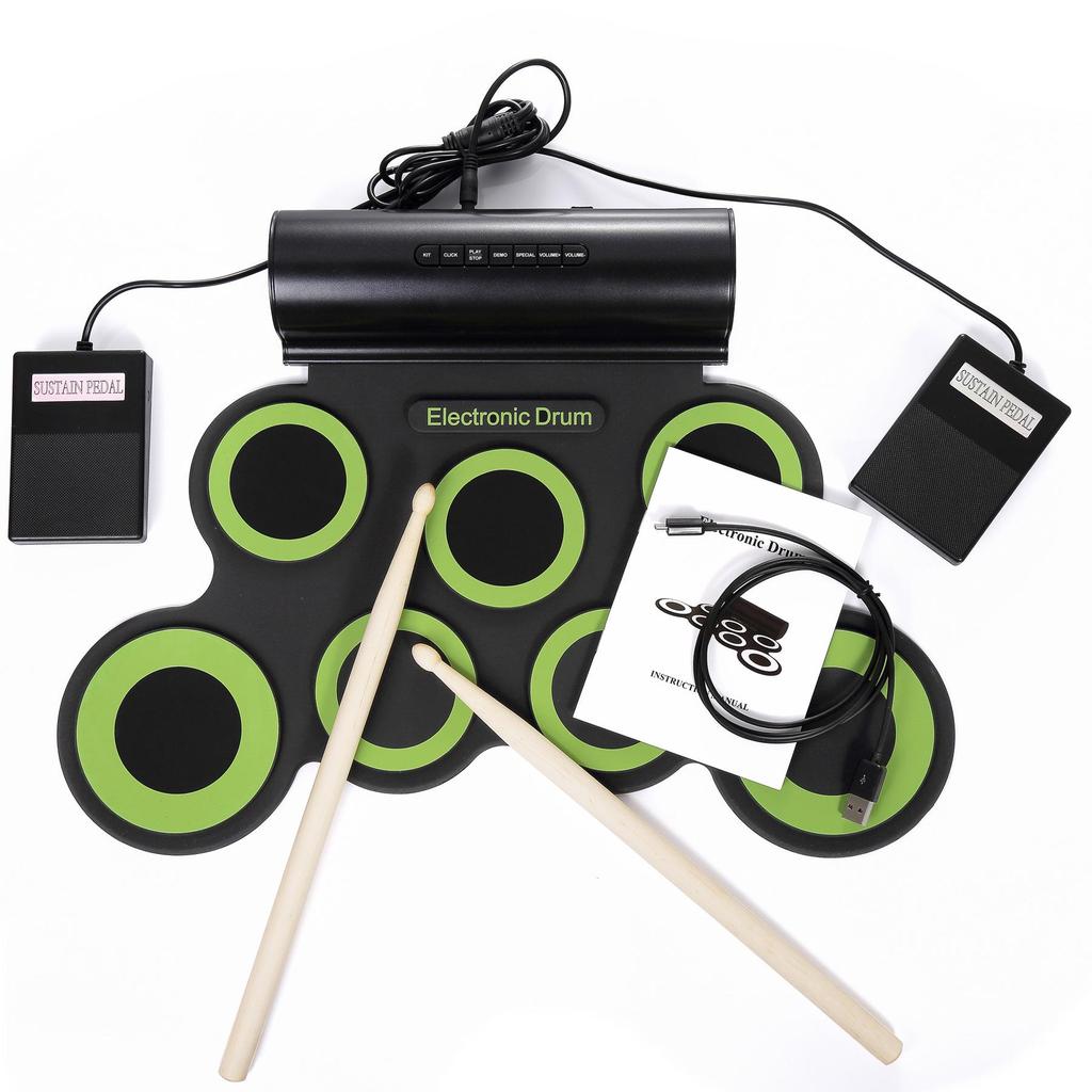 IWord Bluetooth Taşınabilir Elektronik Davul Seti Çocuklar için - Başlangıç Seviyesi Elle Rulo Perküsyon Enstrümanı