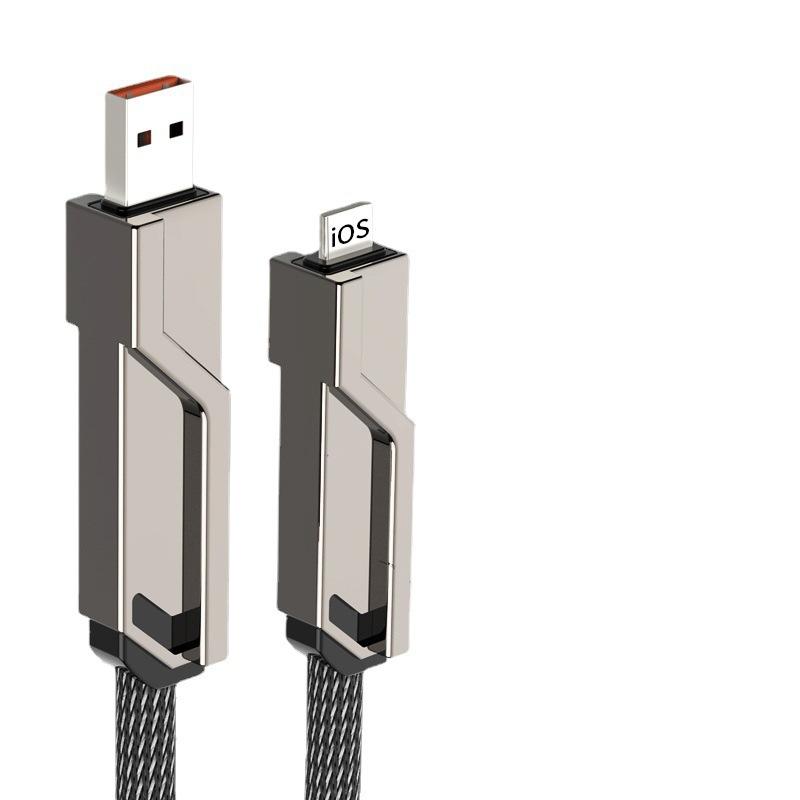 

100 Вт 4 в 1 кабель для быстрой зарядки мобильного телефона USB Type C кабель для iPhone 15 14 Xiaomi Huawei Mate 40 универсальный 1m чёрный