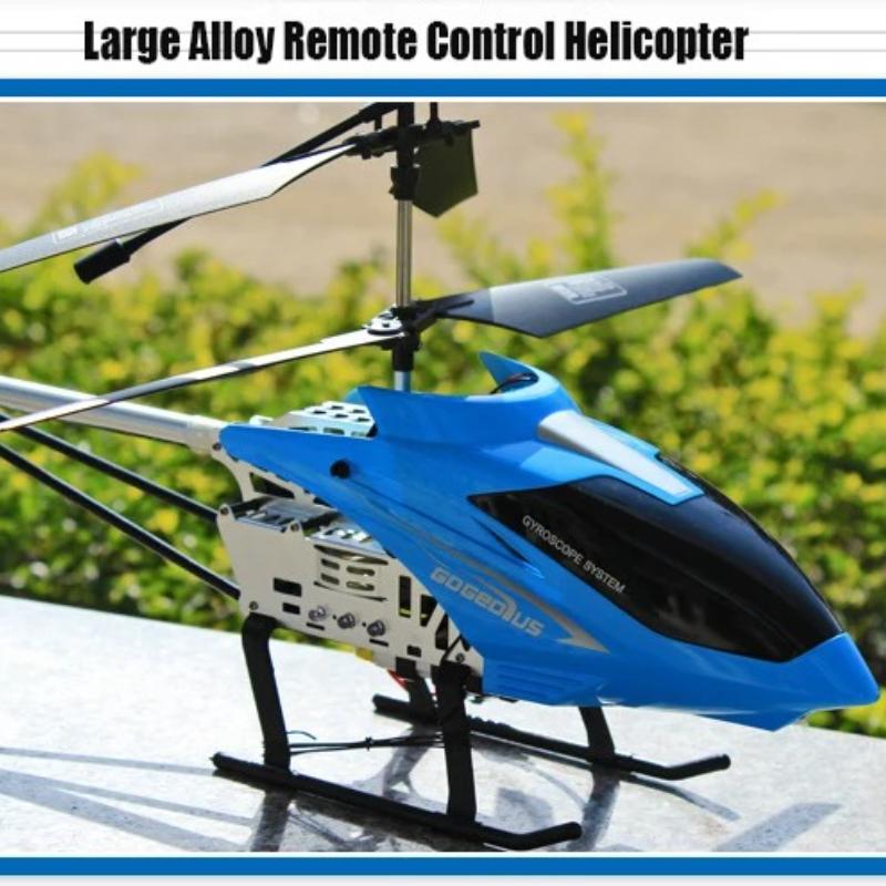 

Радіокерований вертоліт з пультом дистанційного керування Надміцний Великий іграшковий літак для дітей Модель дрона Для вулиці 3.5-канальний 80 см Літак Великий вертоліт 1 Battery синій