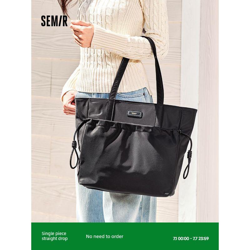 

Senma Texture Tote Bag Women 2024 New Lightweight Large Capacity Computer Bag Shoulder Bag Simple Commuter Handbag Khakis 50601