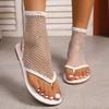 Fashion 2025 Women's Sandals Fashion New Round Toe Flat Bottom Sandals Hollow Short Boots Water Diamond Sexy Flat Bottom Shoes Sandals