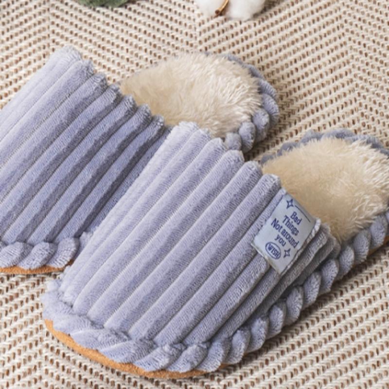 Daiso Thick Corduroy Label Living Room Shoes 230 250 Mm Purple