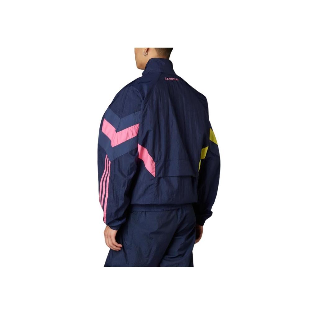 adidas Originals FW24 Juventus Collection Logo Zip Long Sleeve Vintage Jacket Men Jacket Blue Pink IN5601