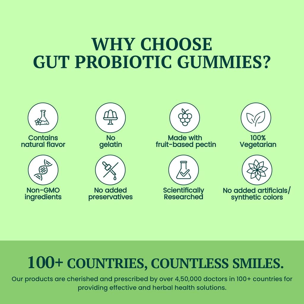 Himalaya Healthy Gut Probiotic Gummies Pack Of 60 Supports Digestive Health Boosts Immunity With Natural Strawberry Flavor For Adults And Kids
