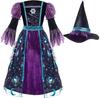 Generic Kids Witch Costume Set With Mesh Fabric For Halloween Dress Up Play