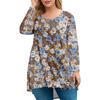 Women's Plus Size Top, Garden Collar Long Sleeved Shirt, Fashionable Floral Print Casual Top