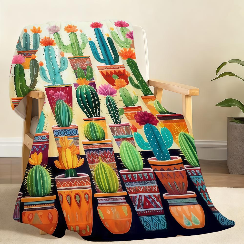Minimalist Cactus Green Desert Plant Blanket Soft Throw Blanket for Home Bedroom Bed Sofa Picnic Travel Office Rest Blanket Gift