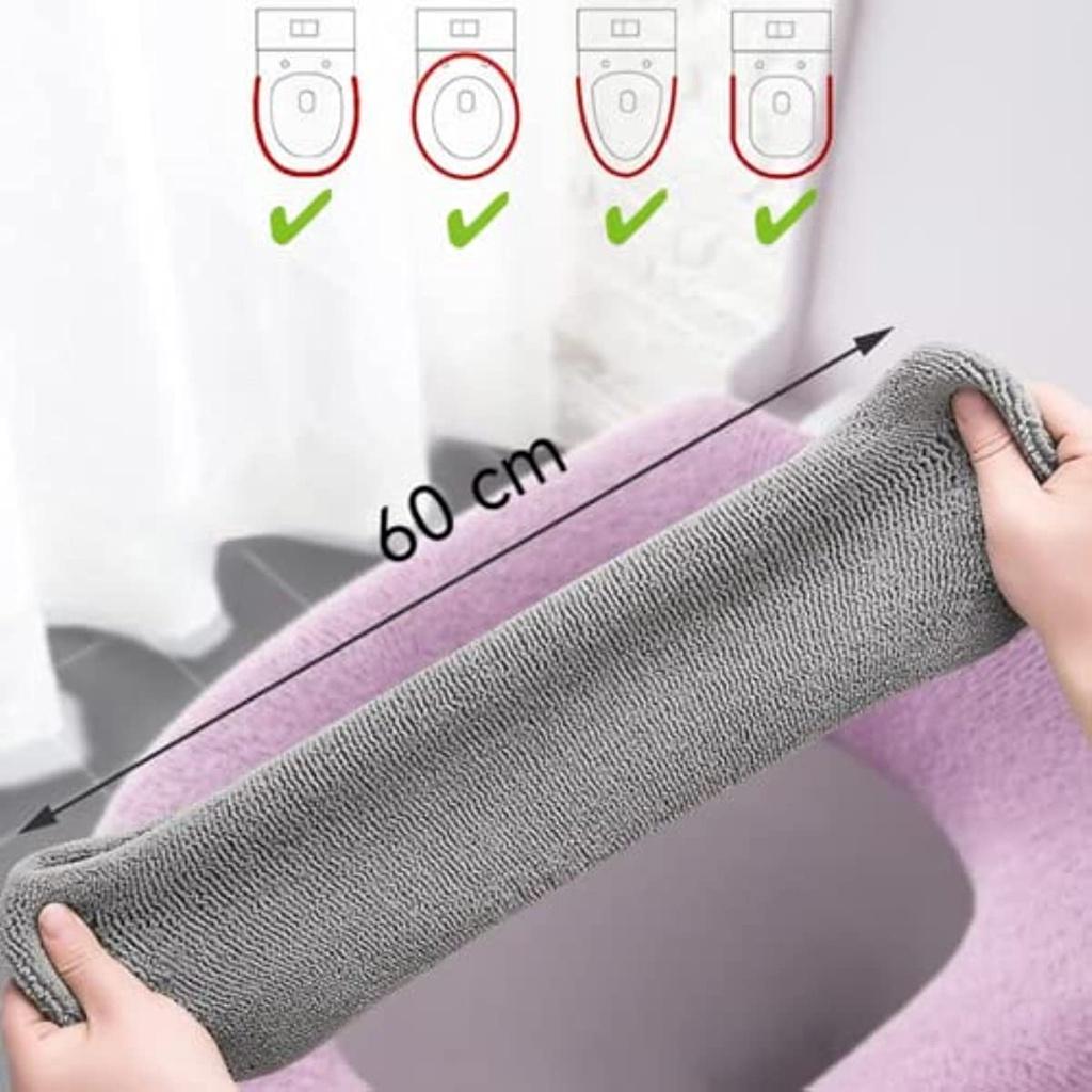 2 Stück weicher, warmer Toilettenbezug, WC-Abdeckung, Tablet, Universal-Toiletten-Toilettenbezug, Sitzbezug, Stoff, Badezimmer, Waschmaschine, Bodentoilette (Hellgrau)