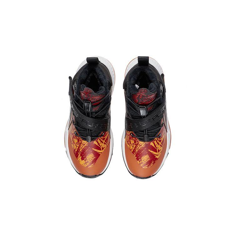 Li Ning Comfortable Versatile Non-Slip Shock Absorbing Wear-Resistant Warm Rebound High-Top Basketball Shoes Kids Sneakers Orange YKBR070-33