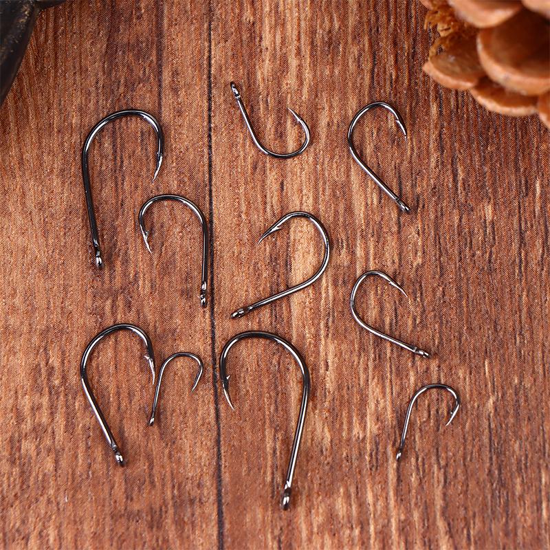 Fishhooks Strong Sharp Silver Circle Fishhook 3#-12# Jig Barbed Pesca Portable Fishing Tackle Accessories Sea Fishing Set