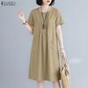 Dames Casual Ronde Hals Effen Kleur Los Kortmouwig Jurkje