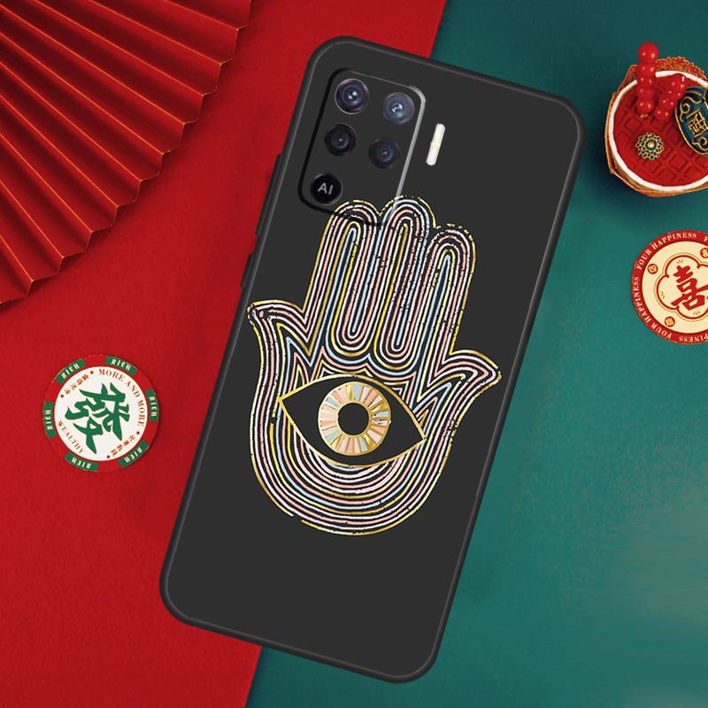 Evil Eye Hamsa Case For Oppo A76 A16 A96 A17 A60 A40 A80 A98 A58 A78 A18 A38 A57 A74 A54 A94 A15 A5 A6 Pro