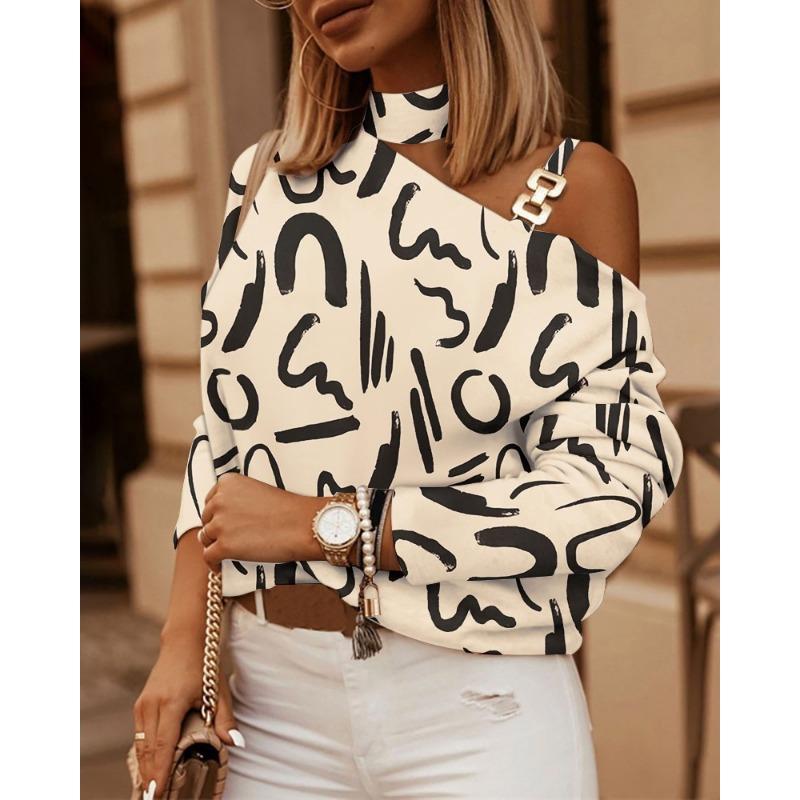 Women's Fashion Casual Spring Autumn Plaid Print Long Sleeve Oblique Collar Blouses & Shirts