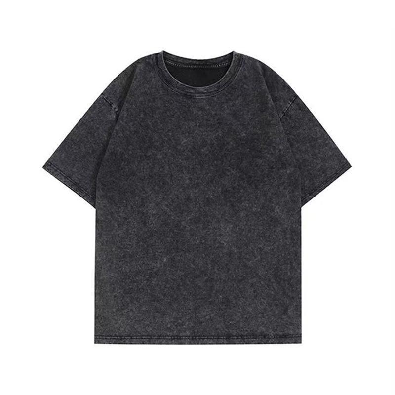 Heavyweight Vintage Washed Black Drop Shoulder Cotton T-shirt Medium